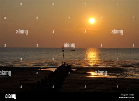 The Beach At Hunstanton In Norfolk At Sunset Stock Photo Alamy