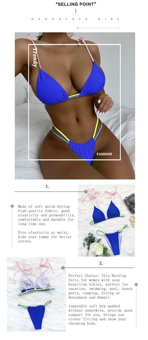 Sexy Women Lace Up Bikini Set Beach Swimsuit Summer Padded Bras Thong Swim Panties Biquini