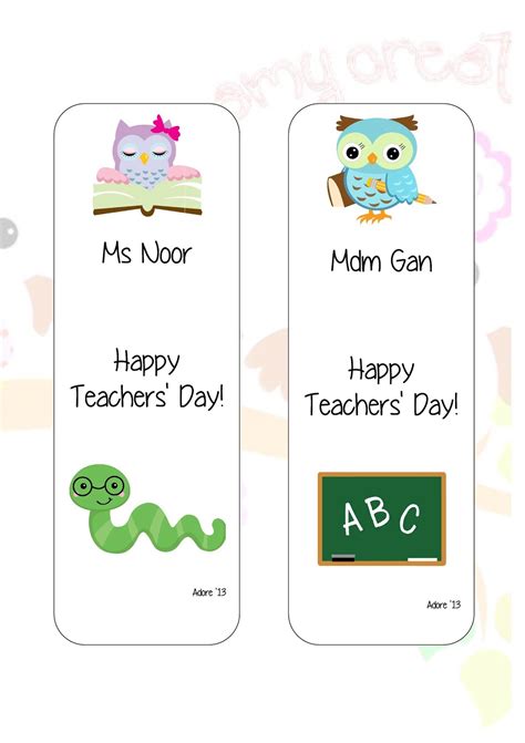 Teachers Day Bookmark Amy Creation