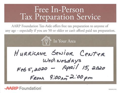 AARP Free In-Person Tax Preparation Service | Hurricane Utah Senior