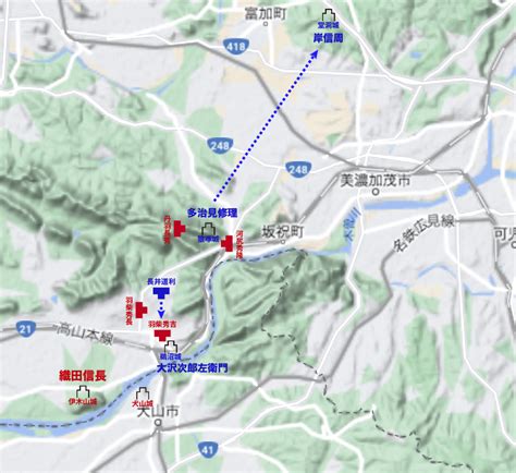 稲葉山城の戦いを考える5 美濃攻略の地図3鵜沼城と猿啄城 上高地 仁の真・百斤の黄金