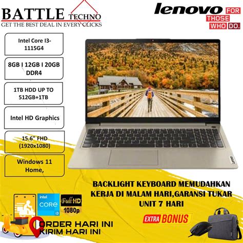 Jual LAPTOP SLIM LENOVO IDEAPAD SLIM 3I 15 INTEL I3 1115G4 20GB 1TB