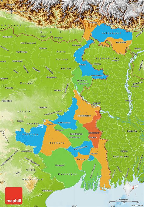 west bengal district map west bengal political map