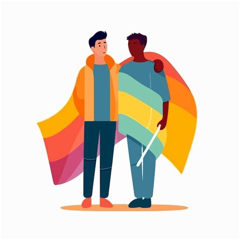 Un retrato de una pareja gay con una bandera del arco iris el concepto de lgbtq ilustración de