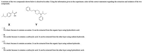 Solved Mixture Of The Two Compounds Shown Below Dissolved In Ether