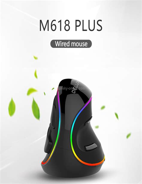 DELUX M618 Plus RGB Ratón óptico con cable Ratón ergonómico vertical