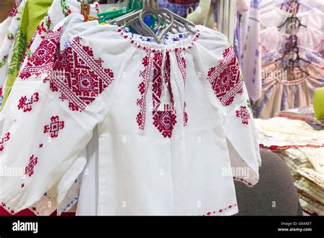 Handmade traditional national russian clothes with embroidery and ...