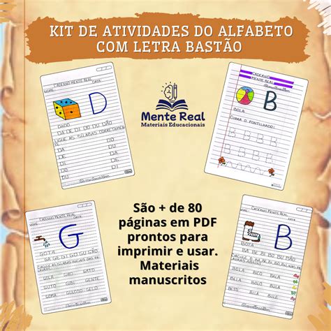 Exemplos De Letra Bastão - Kit de atividades do Alfabeto com LETRA BASTÃO - Mente Real