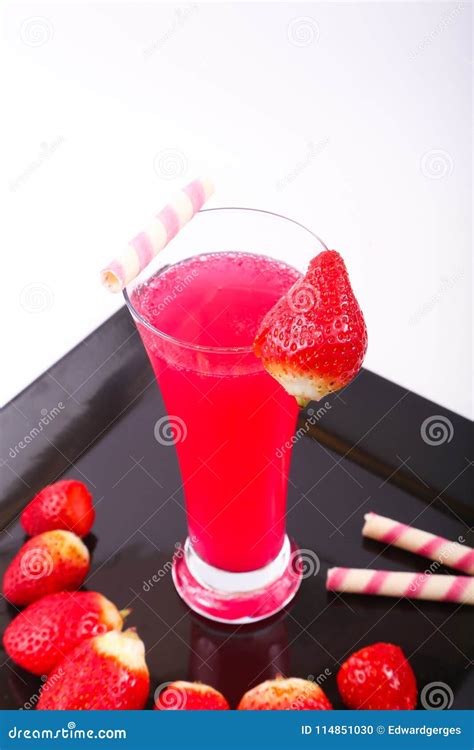 Strawberry Juice With Strawberries Stock Photo Image Of Dish