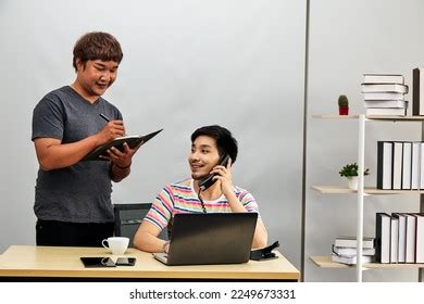 Asian Gay Couple Office Using Internet Stock Photo Shutterstock