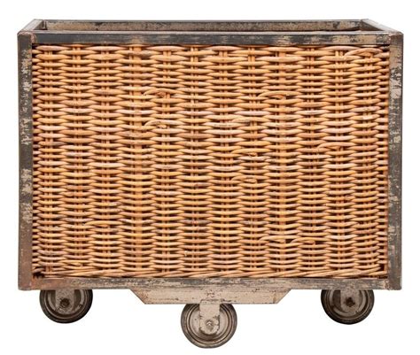 Original French Steel And Wicker Textile Trolley