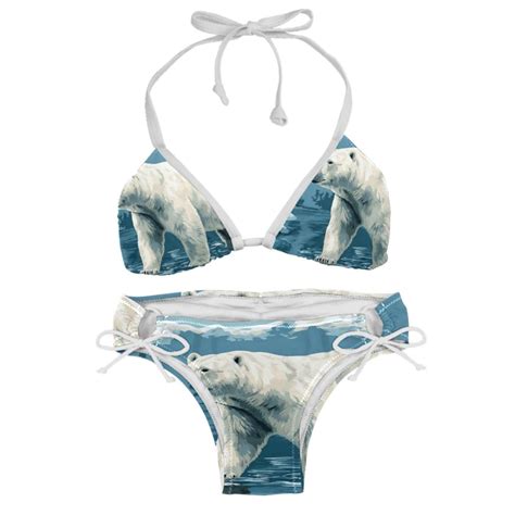 Polar Bear Adjustable Strap Bikini Set With Detachable Sponge Two Pack Ideal For Beach And
