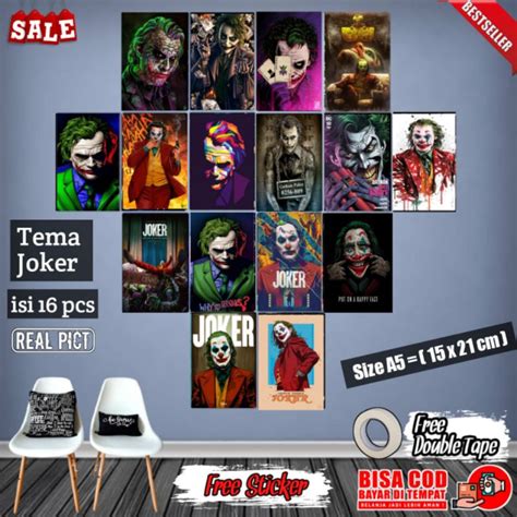 Jual Poster Dinding Kamar Ruang Tamu Tema Joker Free Double Tape Dan