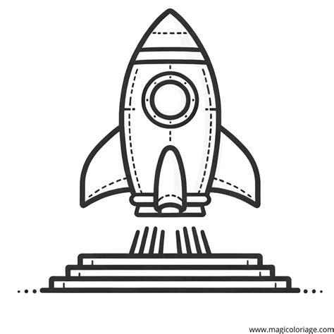 coloriage fusee simple sur  pas de tir