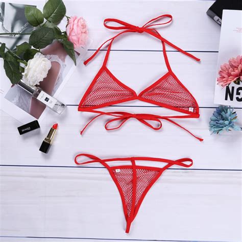 Women Sexy Fishnet See Through Lingerie Set G String Thong Bikini Swimwear Beach Ebay