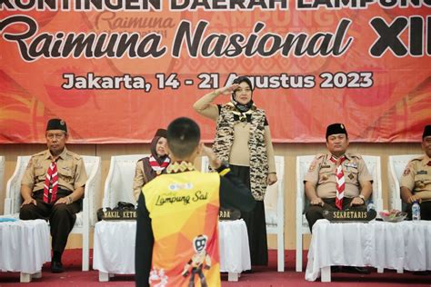 Wagub Chusnunia Lepas Kontingen Pramuka Lampung Ikuti Raimuna Nasional