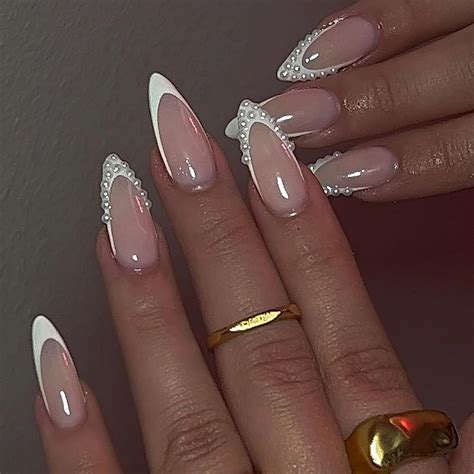 Amazon French Tip Press On Nails Medium Riicfdd Almond Fake Nails Nude Pink Full Cover