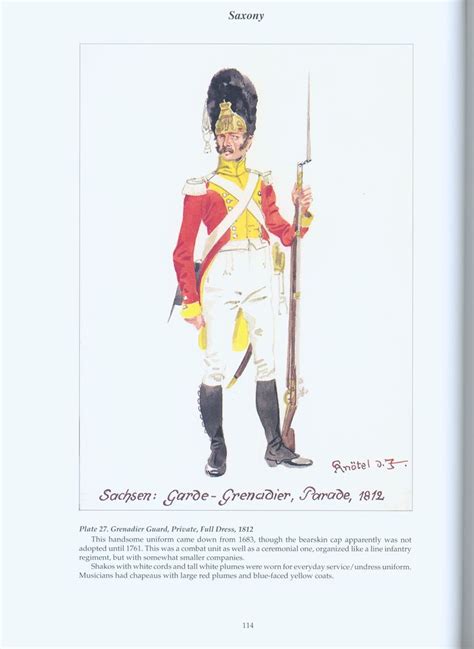 The Confederation Of The Rhine Saxony Plate 27 Grenadier Guard Private Full Dress 1812