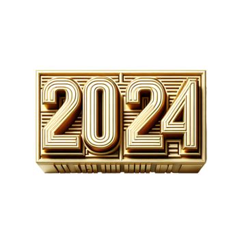 3d Luxury Golden 2024 With Gold Black Clock Happy New Year Clipart