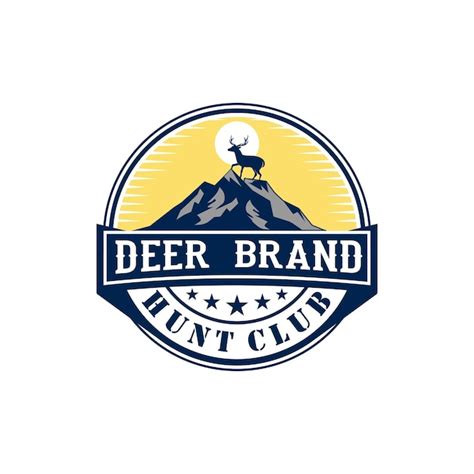 Logo Vintage De Chasse Au Cerf Et De Montagne Vecteur Premium Vecteur