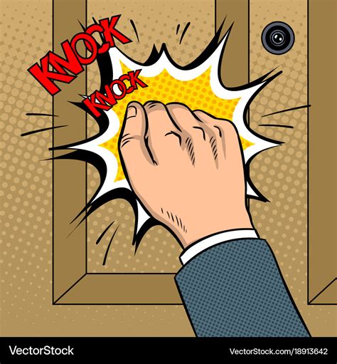 Hand knokning door pop art Royalty Free Vector Image