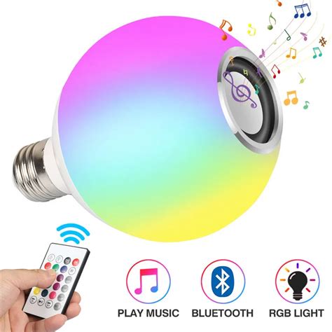 Смарт RGBW E27 лампа Bluetooth 4,0 аудио колонки лампа с регулируемой ...
