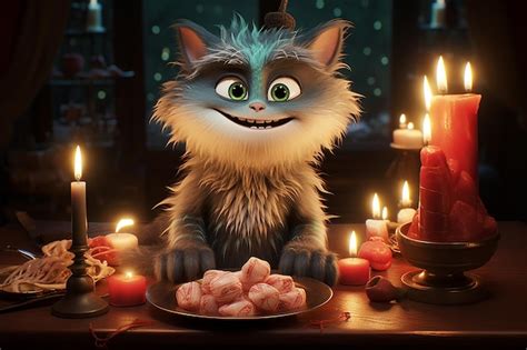 Premium Photo Cat Monster Cartoon Character Pixar Style Wallpaper
