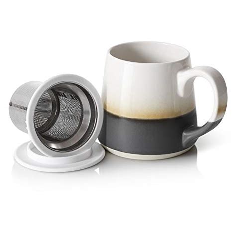 Dowan Ceramic Tea Mugs 16 Oz Tea Cups With Infuser And Lid Grey Best Tea Kettles And Tea Pots