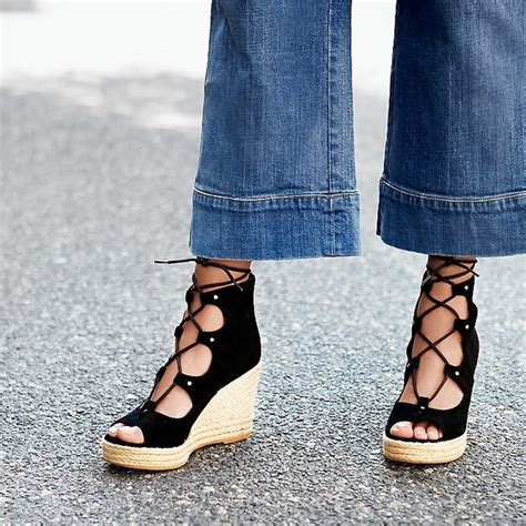 Free People Shoes Nude Free People Boho Lace Up Platform Wedge Poshmark