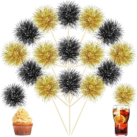 Amazon Chinco 100 Pcs Foil Firework Cupcake Toppers Sparkle Tinsel