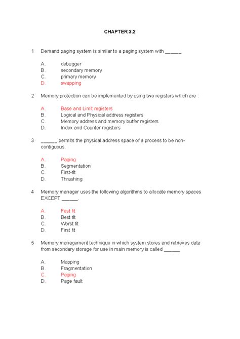 Final Exam Chapter 3: Memory Management Concepts and Techniques - Studocu