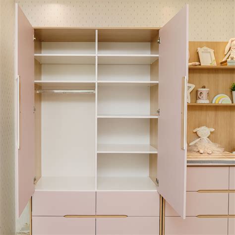 Guarda Roupa Infantil Mdf - Guarda Roupa Infantil Mdf Rosa com Carvalho 2 Portas Tomi - Quater ...