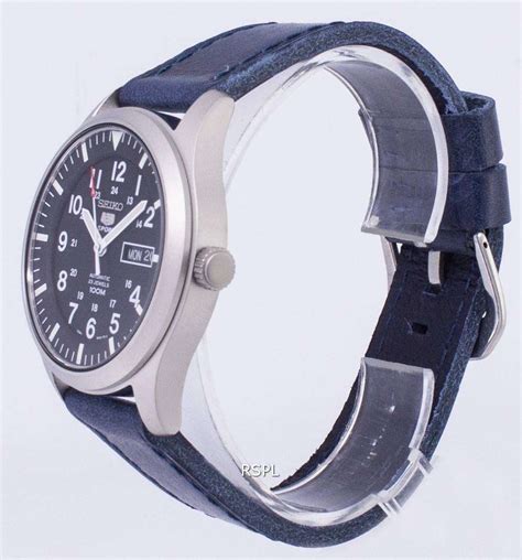 Seiko Sports Snzg K Ls Automatic Dark Blue Leather Strap Men S