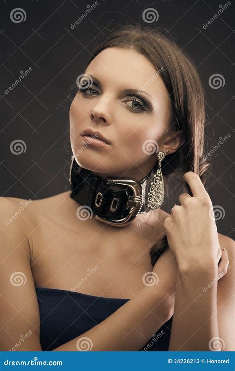 Portrait Of Gorgeous Brunette Stock Image Image Of Pigtail Glamour 24226213