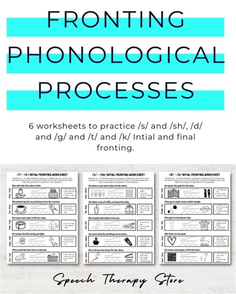 Fronting Phonological Process Speech Therapy Activities Speech