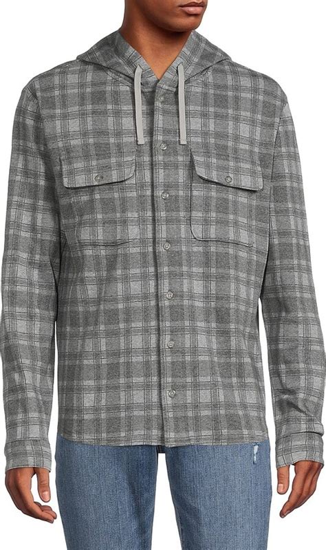 vince plaid hooded shirt jacket shopstyle