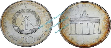 20 Mk Silber Gedenkmünze DDR 20 Mark Brandenburger Tor bfr Stgl