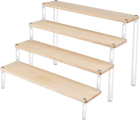 Présentoir en Bois 4 Niveaux Support de Risers D affichage Acrylique