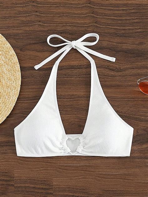 Heart Shaped Ring Linked Halter Bikini Top SHEIN USA