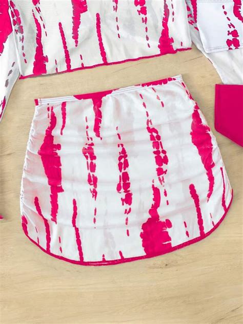 Teen Girls Allover Print Bikini Swimsuit With Flounce Sleeve Cover Up