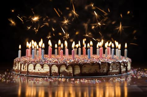 Premium Photo D Birthday Cake With Lit Candles On Op