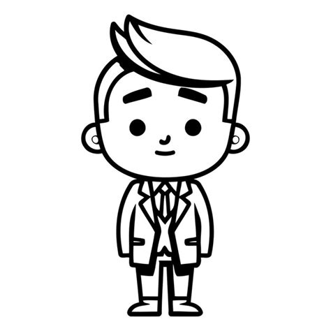 Cute cartoon man in suit Vector illustration on white background ...