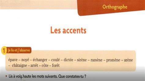 les accents orthographe ce6 cours et activités YouTube