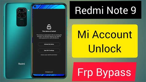 Redmi Note 9 Mi Account Remove Free Unlock YouTube