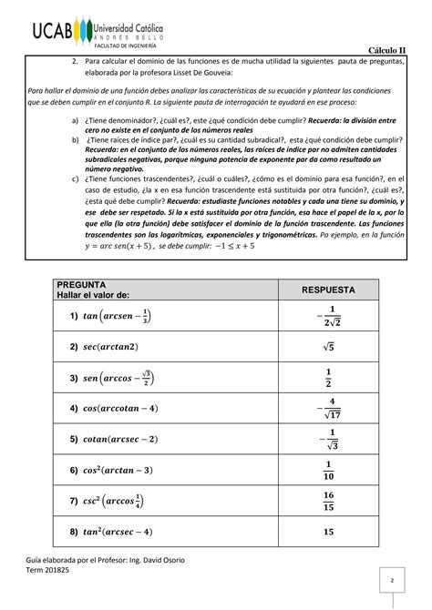 SOLUTION Gu A De Ejercicios De Funciones Inversas Trigonom Tricas