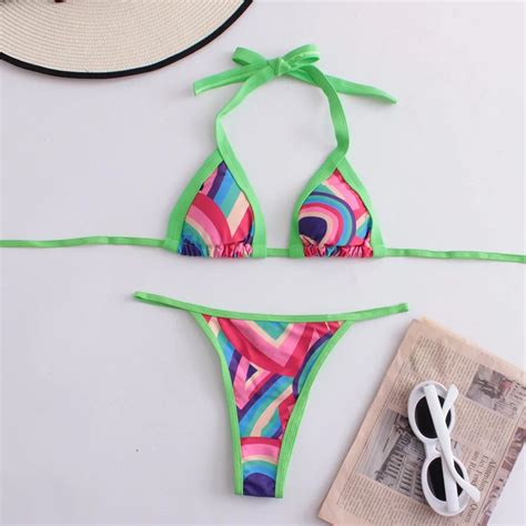 Str J K Pielowy W Stylu Vintage Mini Mikro Bikini Brazylijskie L