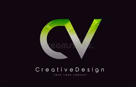 Cv Letter Logo Design Green Texture Creative Icon Modern Letters