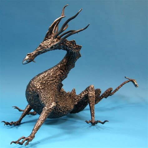 Large Welded Metal Dragon Sculpture