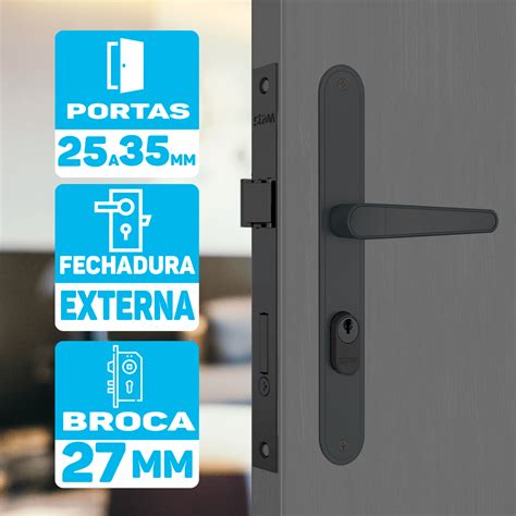 Fechadura Para Porta Externa Perfil Serralheiro Preto Stam Fech 501