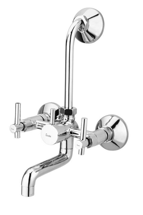 Kindle CP Double Lever In Hot Cold Water Wall Mixer With Overhead Shower Connection For